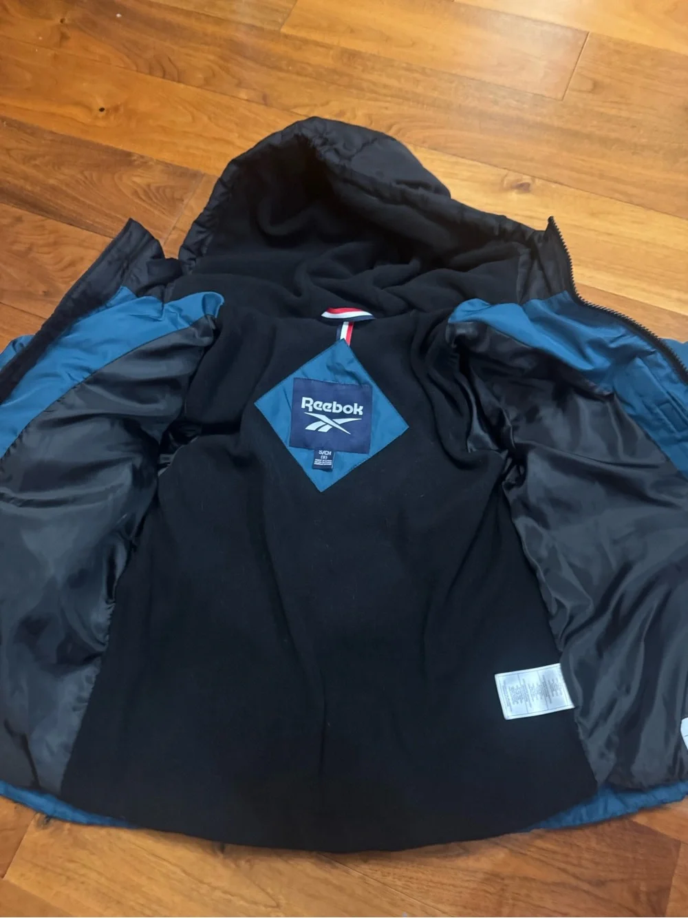 Reebok Teal and Navy Padded Jacket with Hood